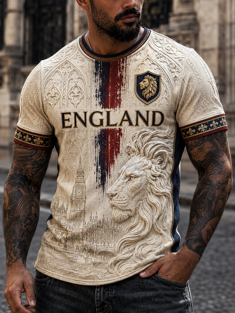 Retro England football fan art print casual jersey