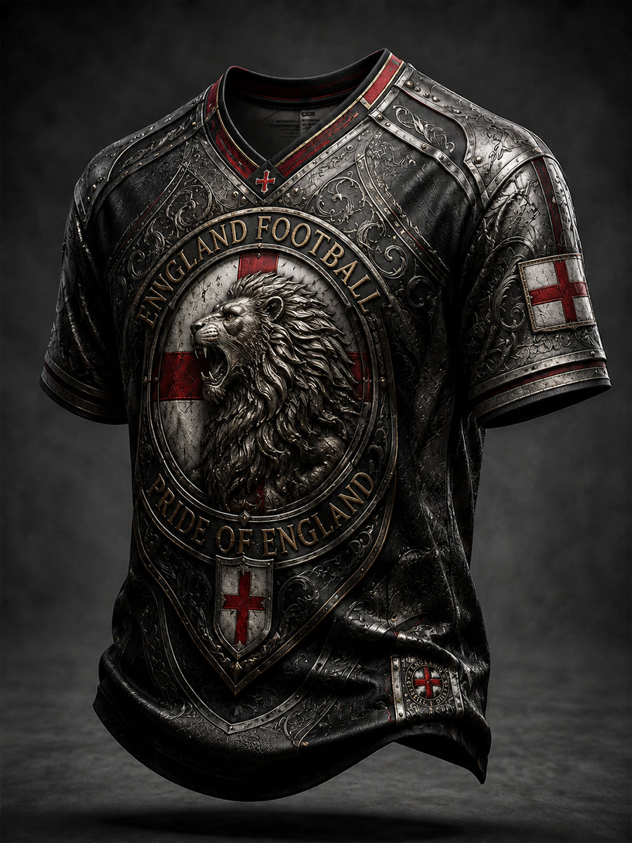 Retro England Football Fan Art Print Casual Jersey