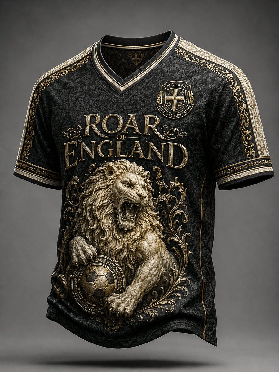 Retro England Football Fan Art Print Casual Jersey