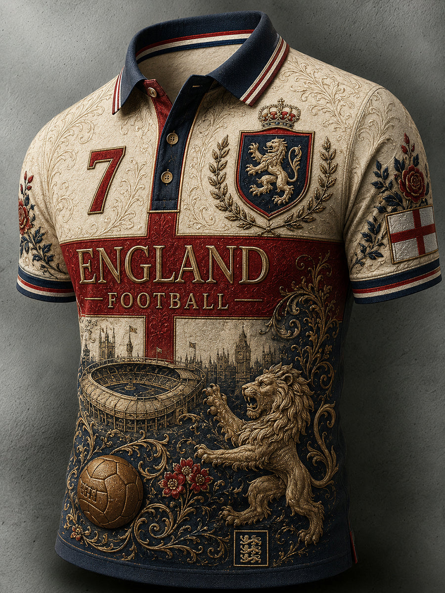 Retro England football fan art print casual jersey