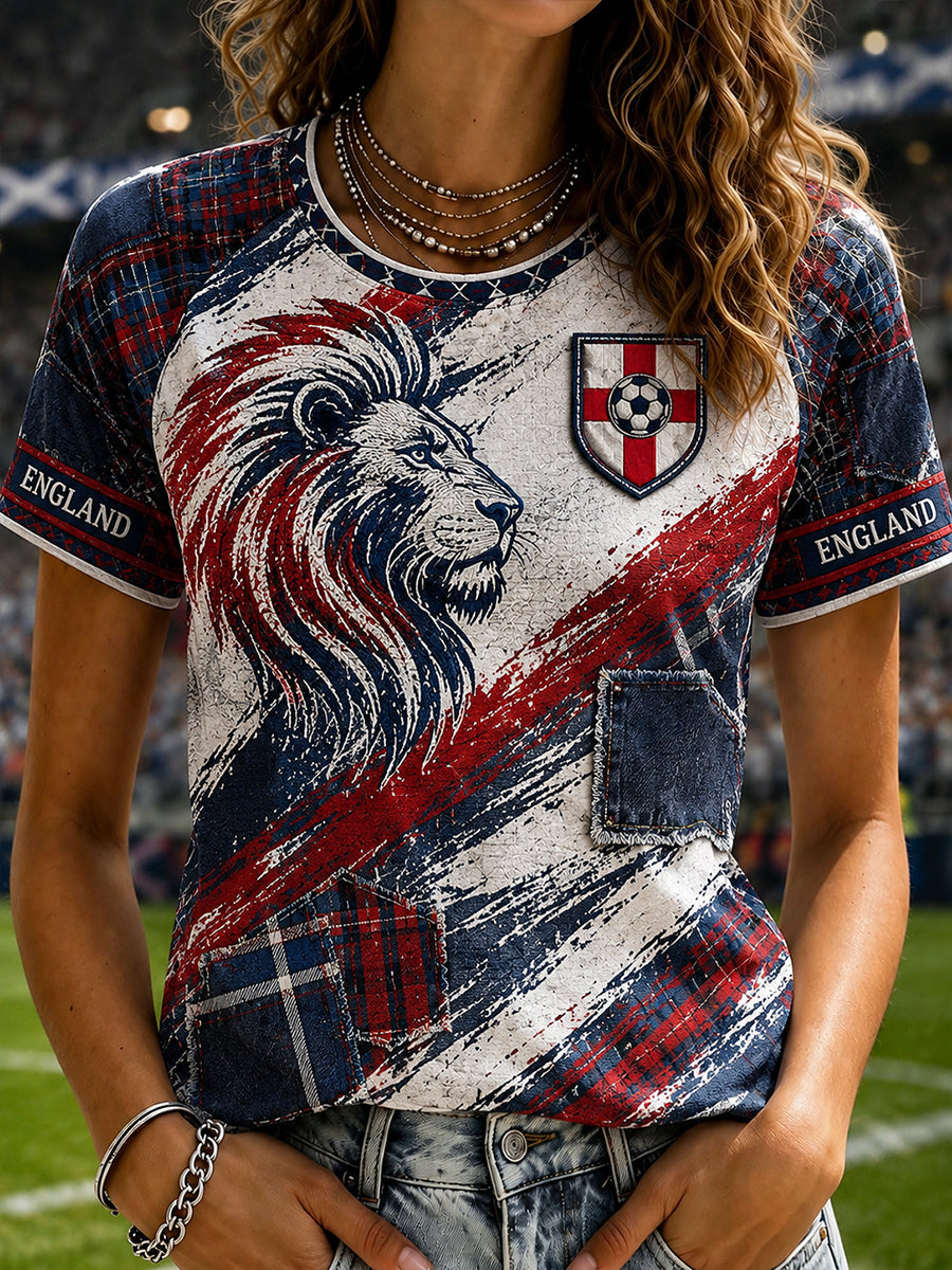 Retro England Football Fan Art Print Casual Jersey