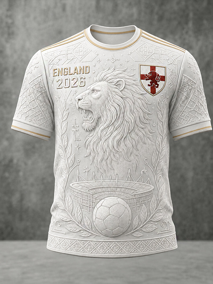 Retro England Football Fan Art Print Casual T-Shirt