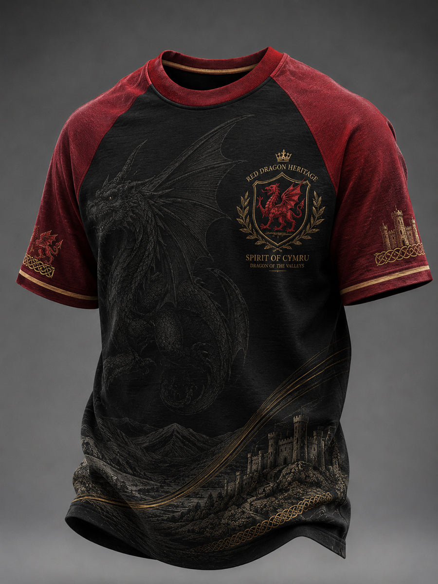 Men's Welsh Dragon Printed Casual short sleeves t-shirt