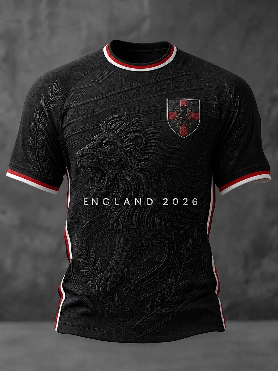 Retro England Football Fan Art Print Casual T-Shirt