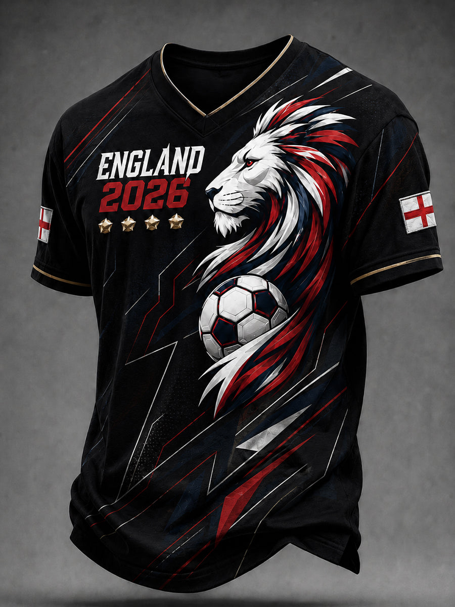 Retro England football fan art print casual jersey
