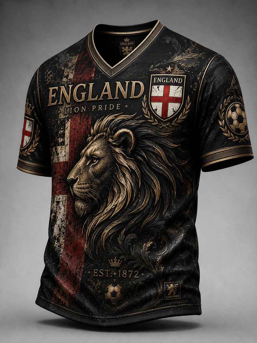 Retro England football fan art print casual jersey