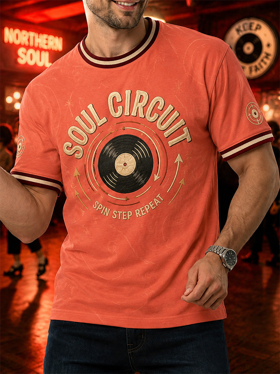 Men's Retro Northern Soul Print Casual Tee