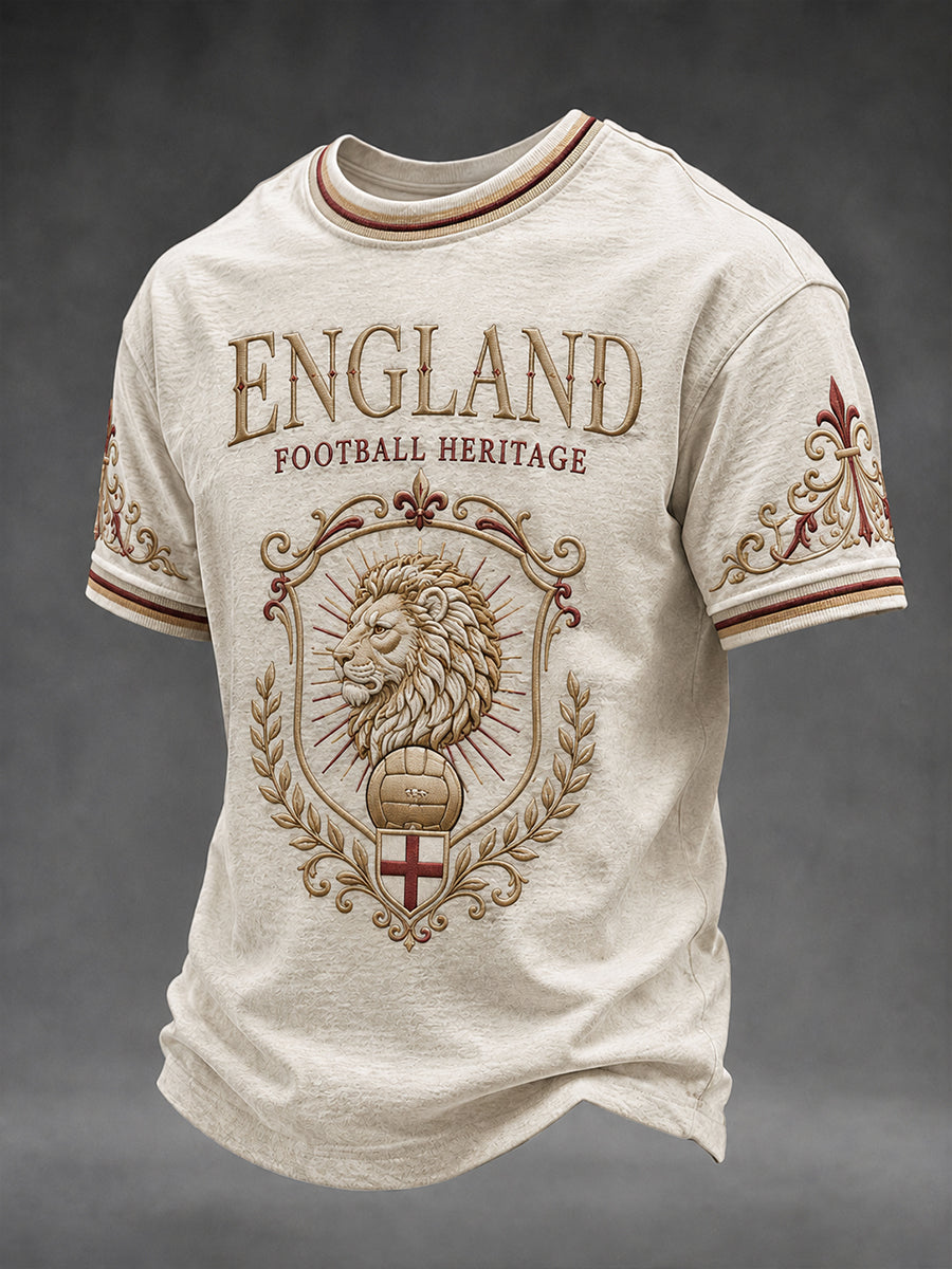Retro England Football Fan Art Print Casual T-Shirt