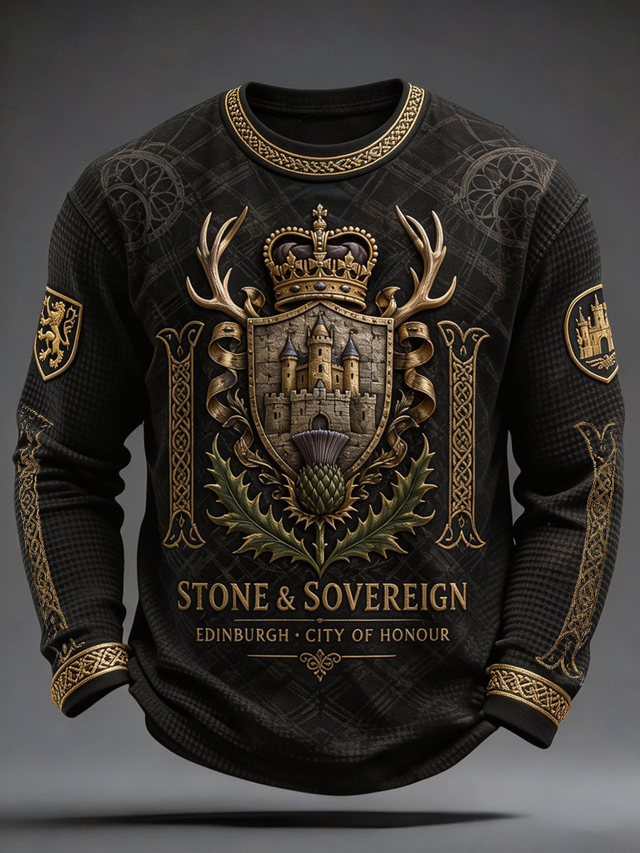 Men's Scotland Edinburgh Art Printed Waffle Tops