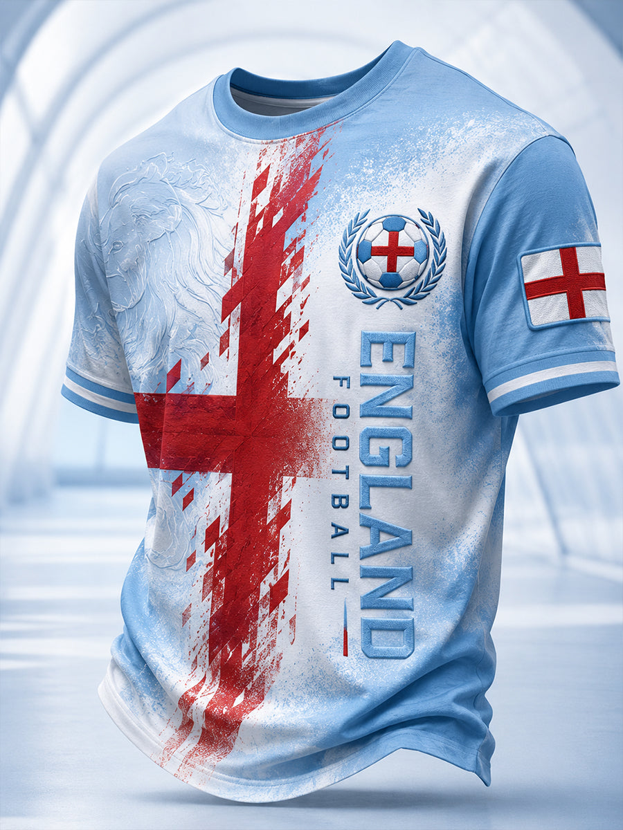 Retro England Football Fan Art Print Casual T-Shirt