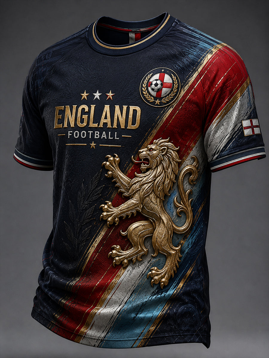 Retro England Football Fan Art Print Casual T-Shirt