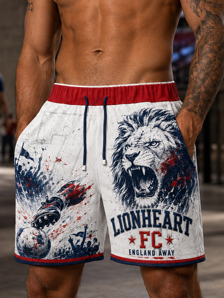 Retro England Football Fan Art Print Casual Pants
