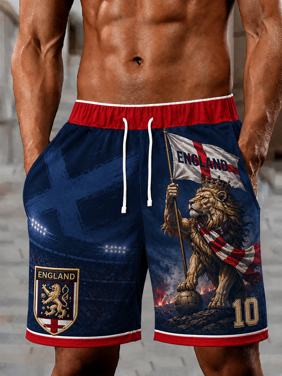 Retro England Football Fan Art Print Casual Pants