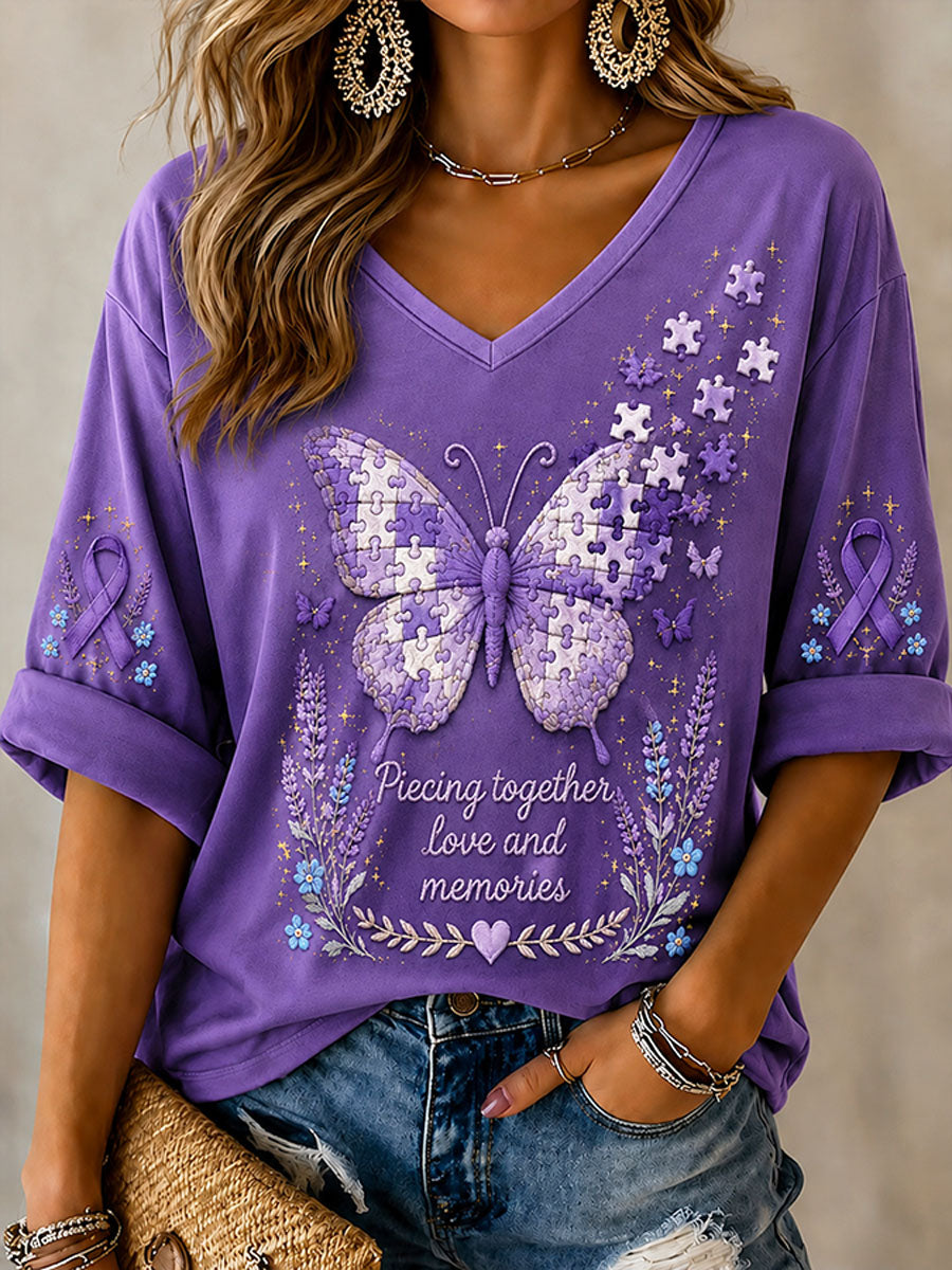 Women's "Piecing Together Love And Memories - Alzheimer's Theme" T-shirt