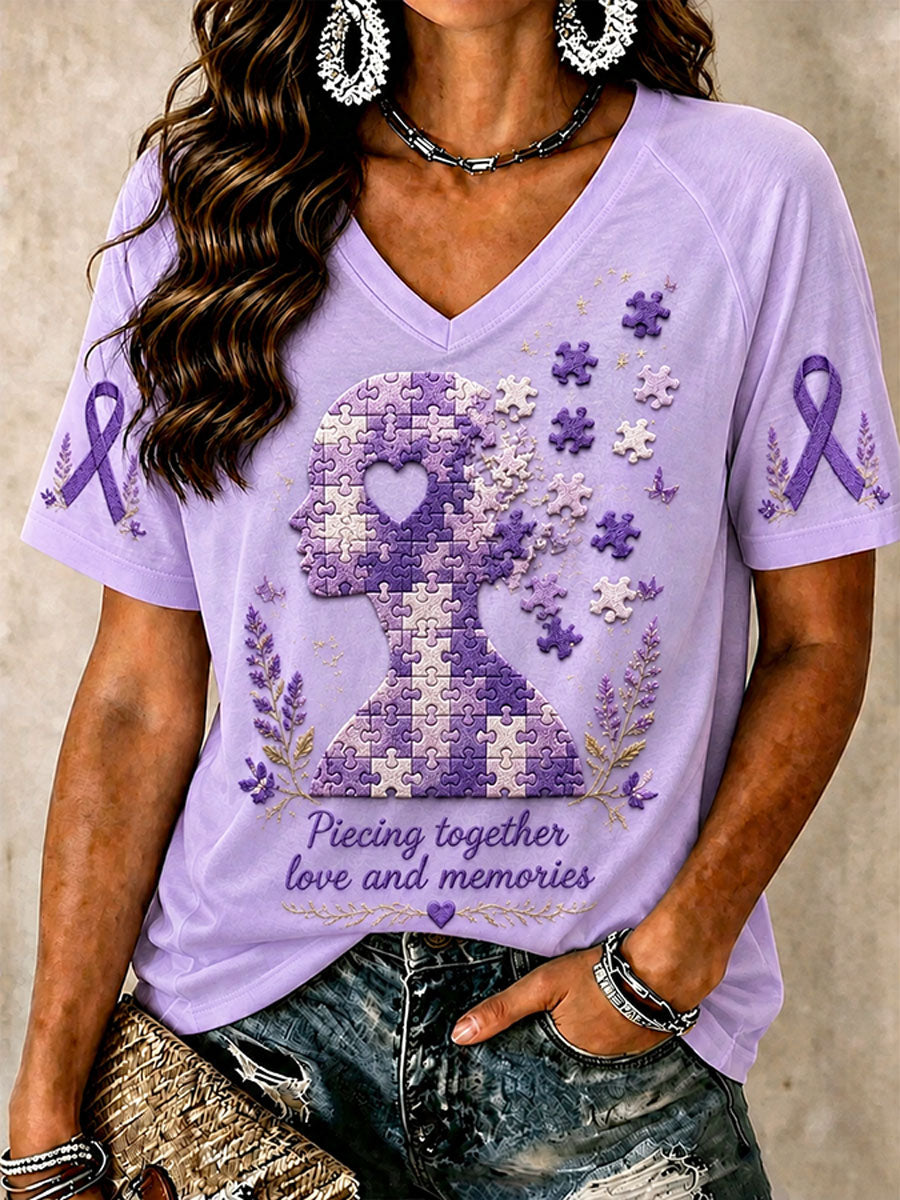 Women's "Piecing Together Love And Memories - Alzheimer's Theme" T-shirt