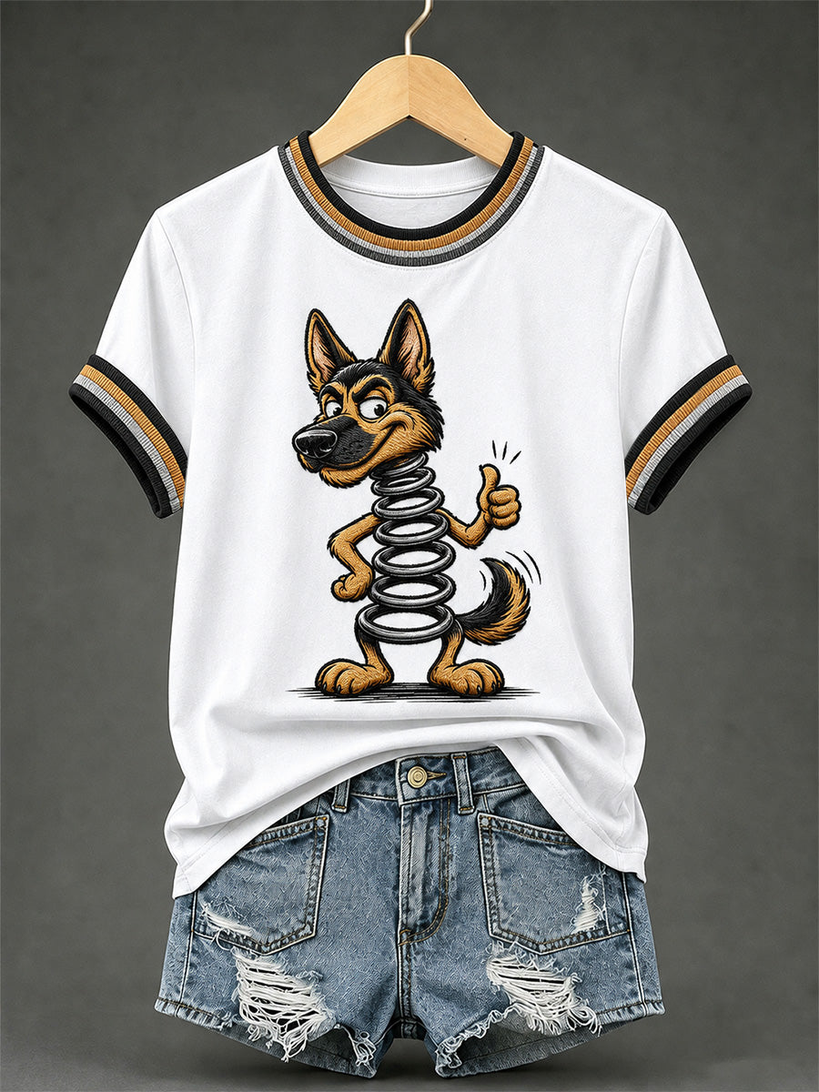 Women's Funny Dog Print Casual Tee