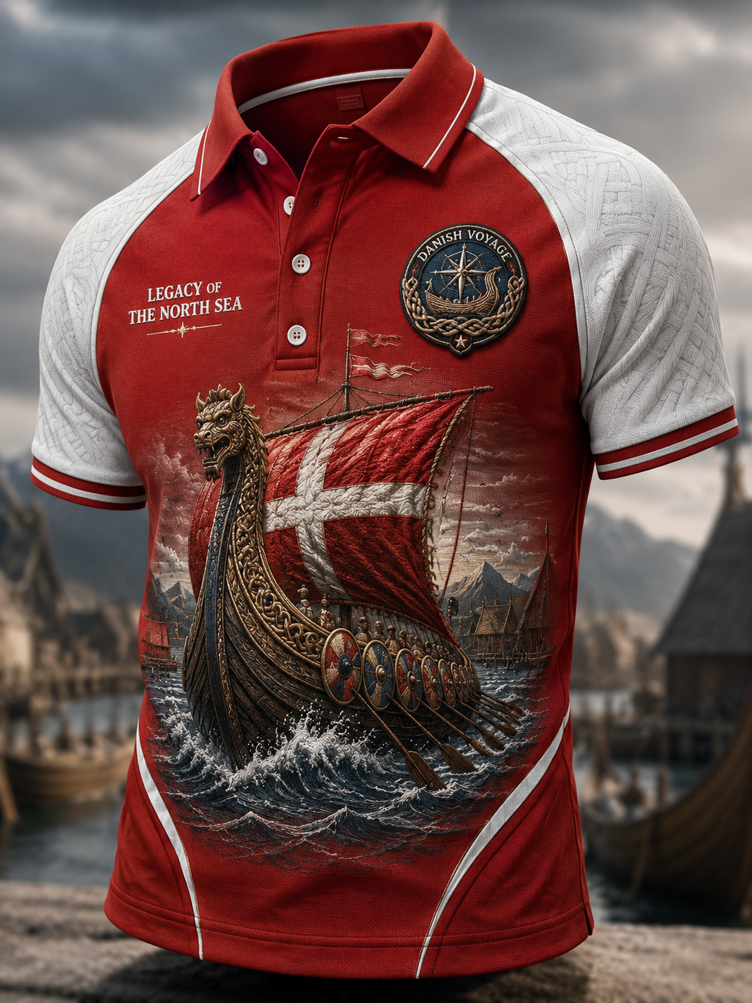 Men's Danish Vikings Art Print Polo Shirt