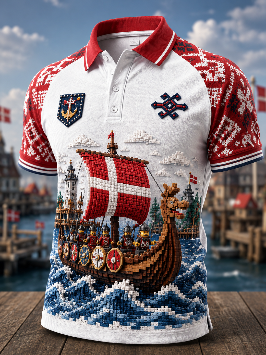 Men's Danish Vikings Art Print Polo Shirt