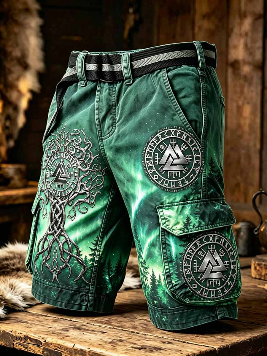 Men's Vintage Viking Art Print Shorts