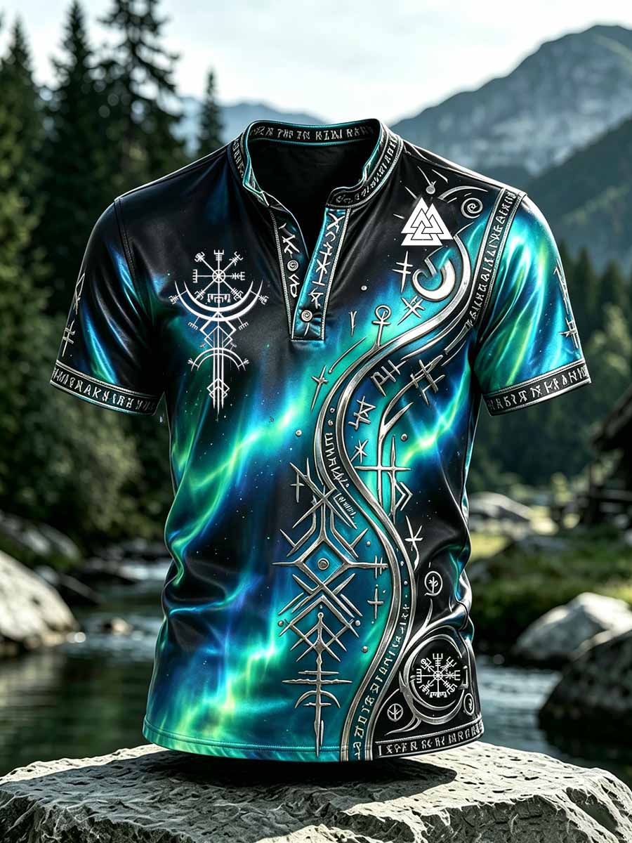 Men's Vintage Viking Pattern Print T-Shirt
