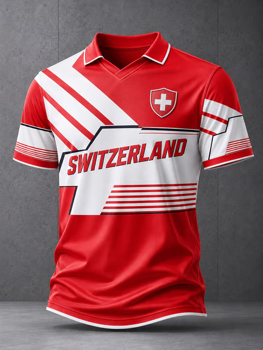 Men's Swiss Football Lover Art Print Tee