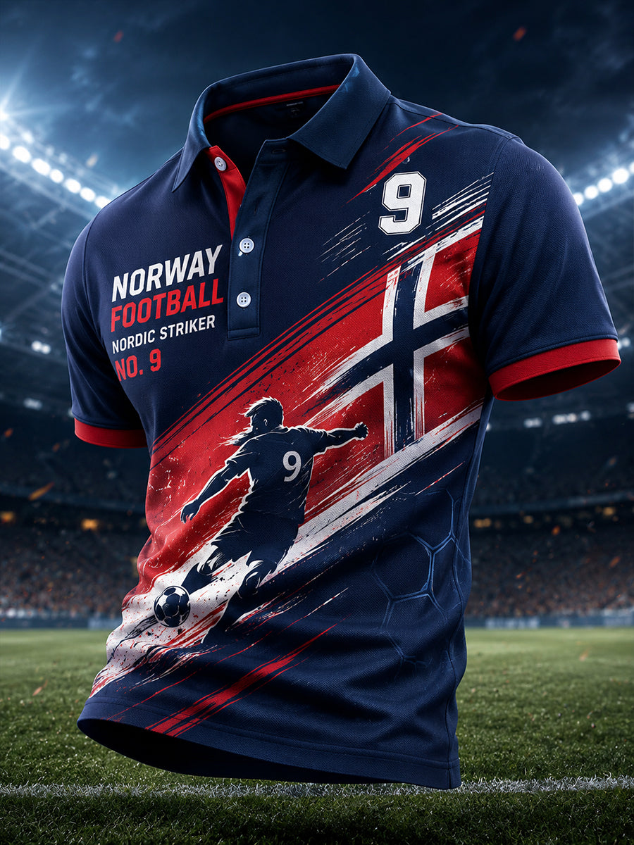 Men's Short-Sleeve Polo Shirt With Soccer-Themed Print