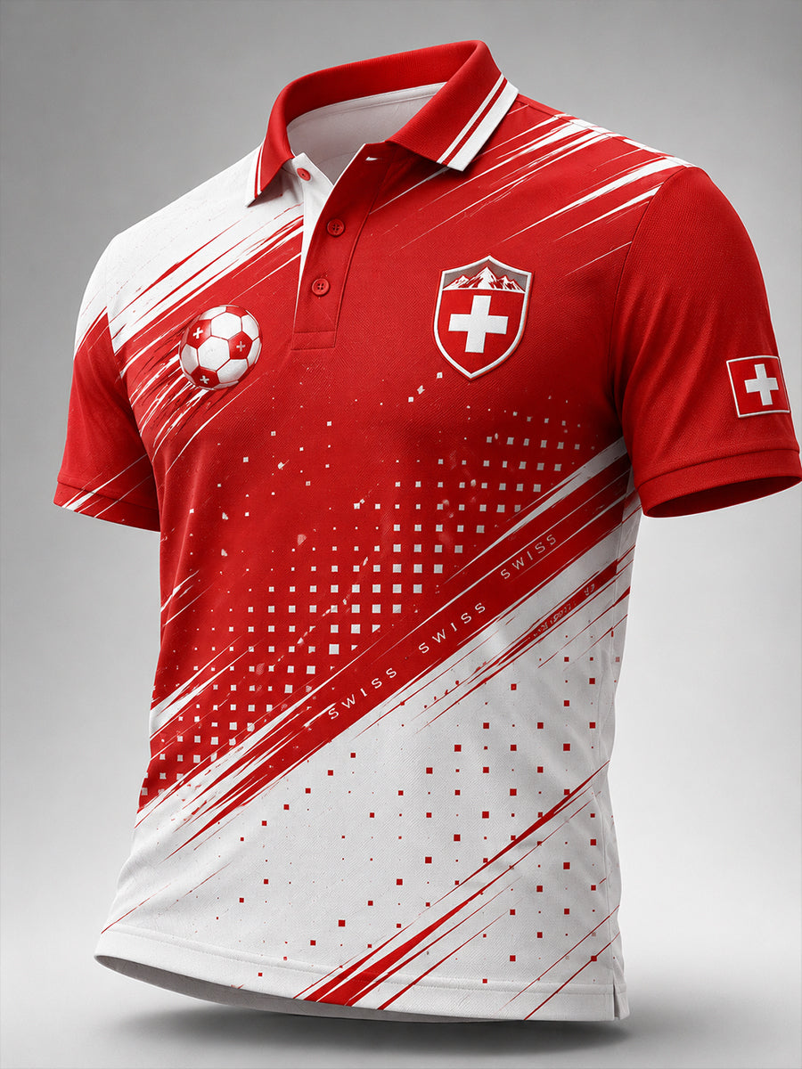Men's Short-Sleeve Polo Shirt With Soccer-Themed Print