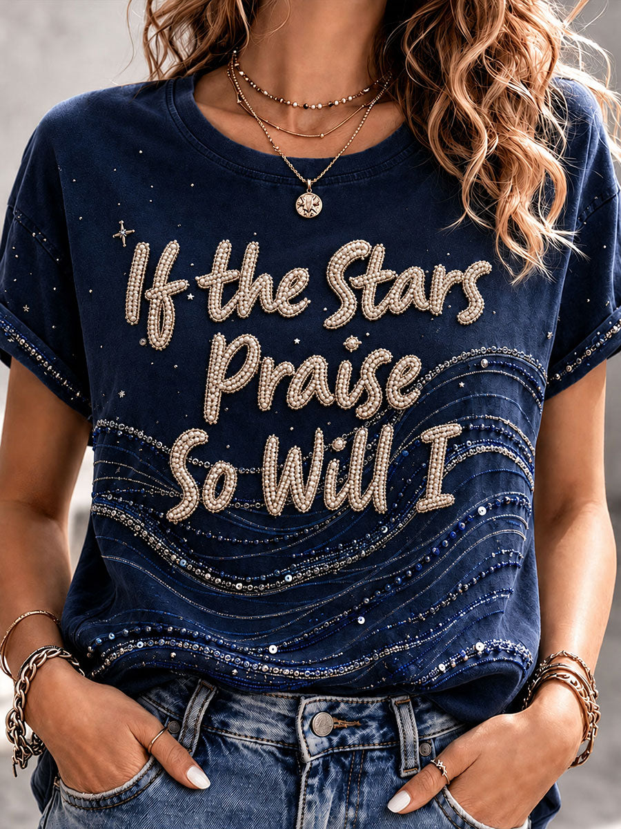 Women's Starry Faith Art So Will I Printed T-shirt