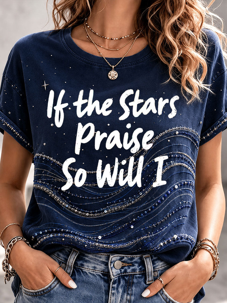 Women's Starry Faith Art So Will I Printed T-shirt