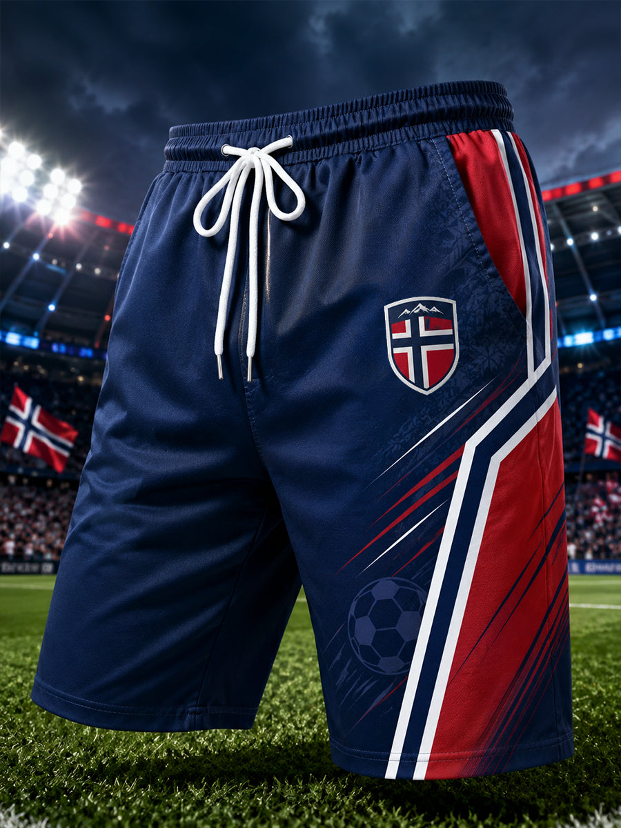 Men's Soccer-Themed Print Shorts