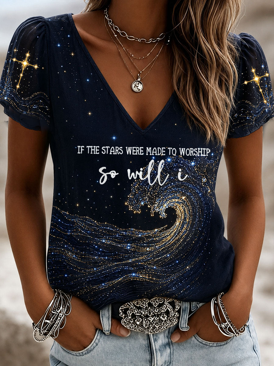 Women's Starry Faith Art So Will I Printed T-shirt