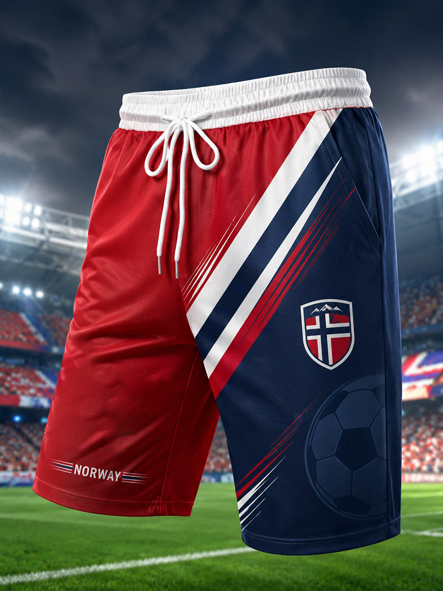 Men's Soccer-Themed Print Shorts