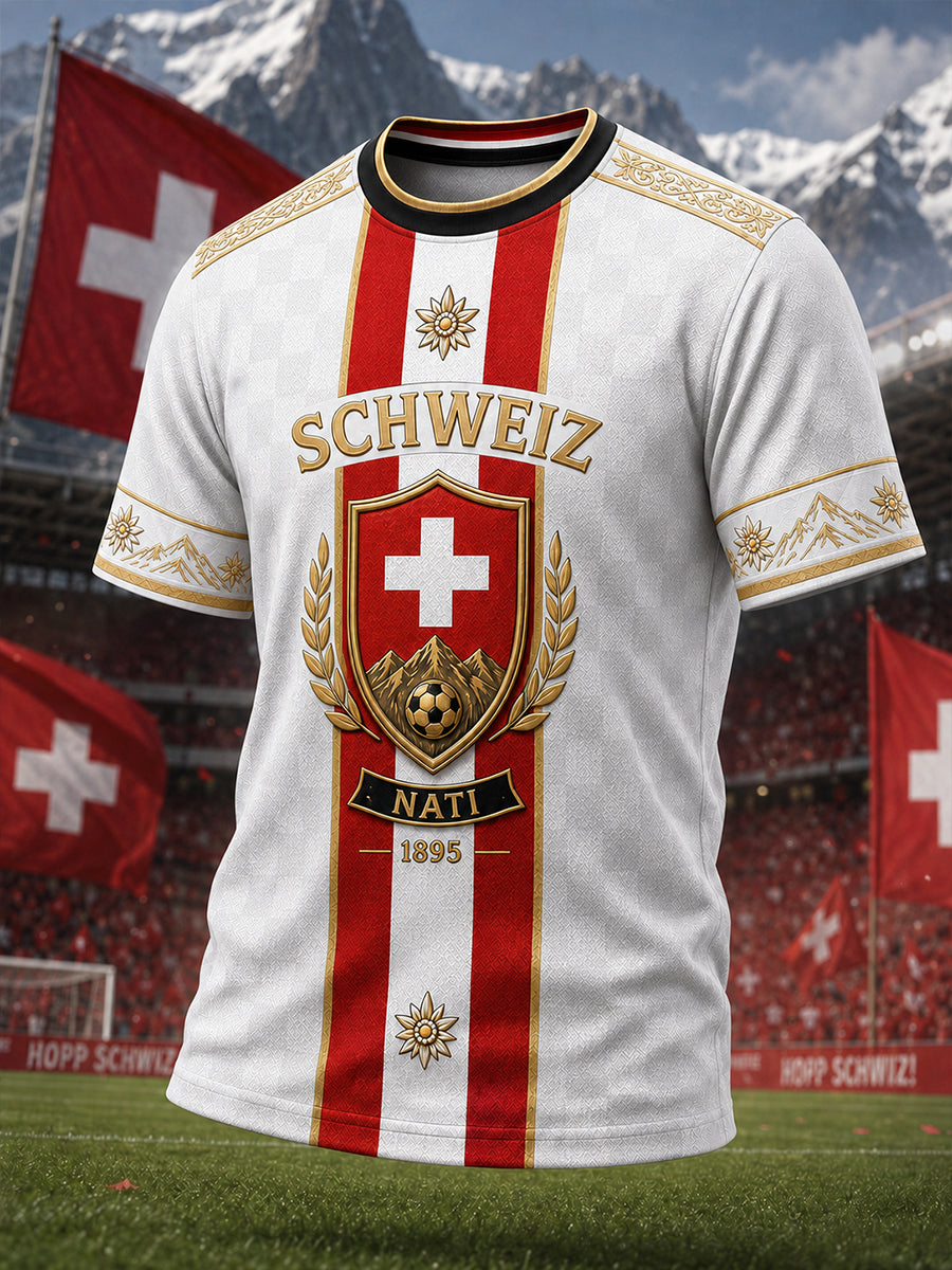 Men's Short-Sleeved T-Shirt With Football Print