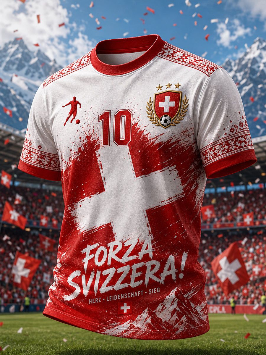 Men's Short-Sleeved T-Shirt With Football Print
