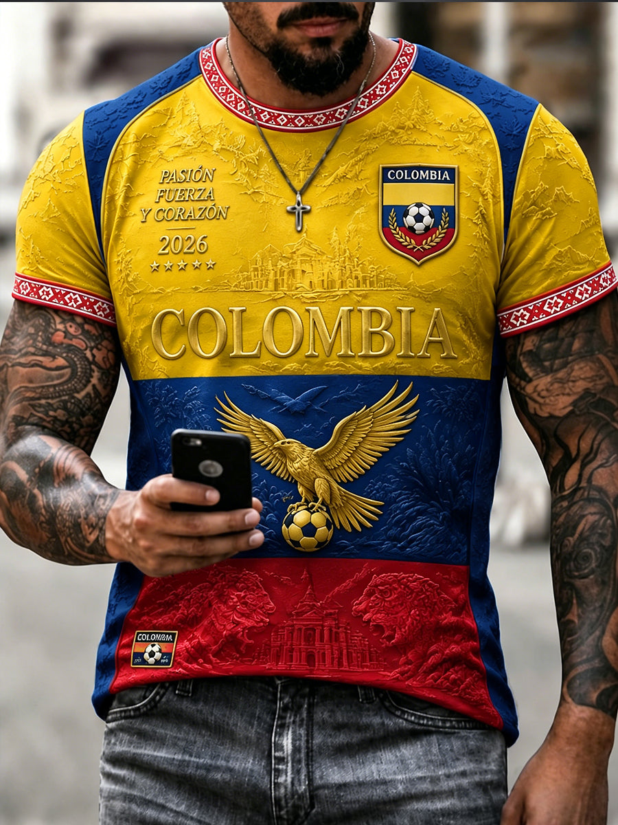 Men's Retro 2026 Colombia Soccer Fan Casual T-Shirt