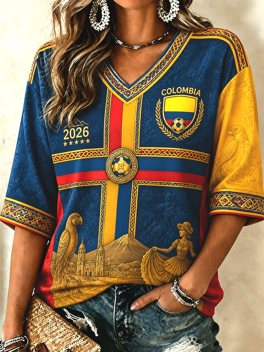 Women's Retro 2026 Colombia Soccer Fan Casual T-Shirt