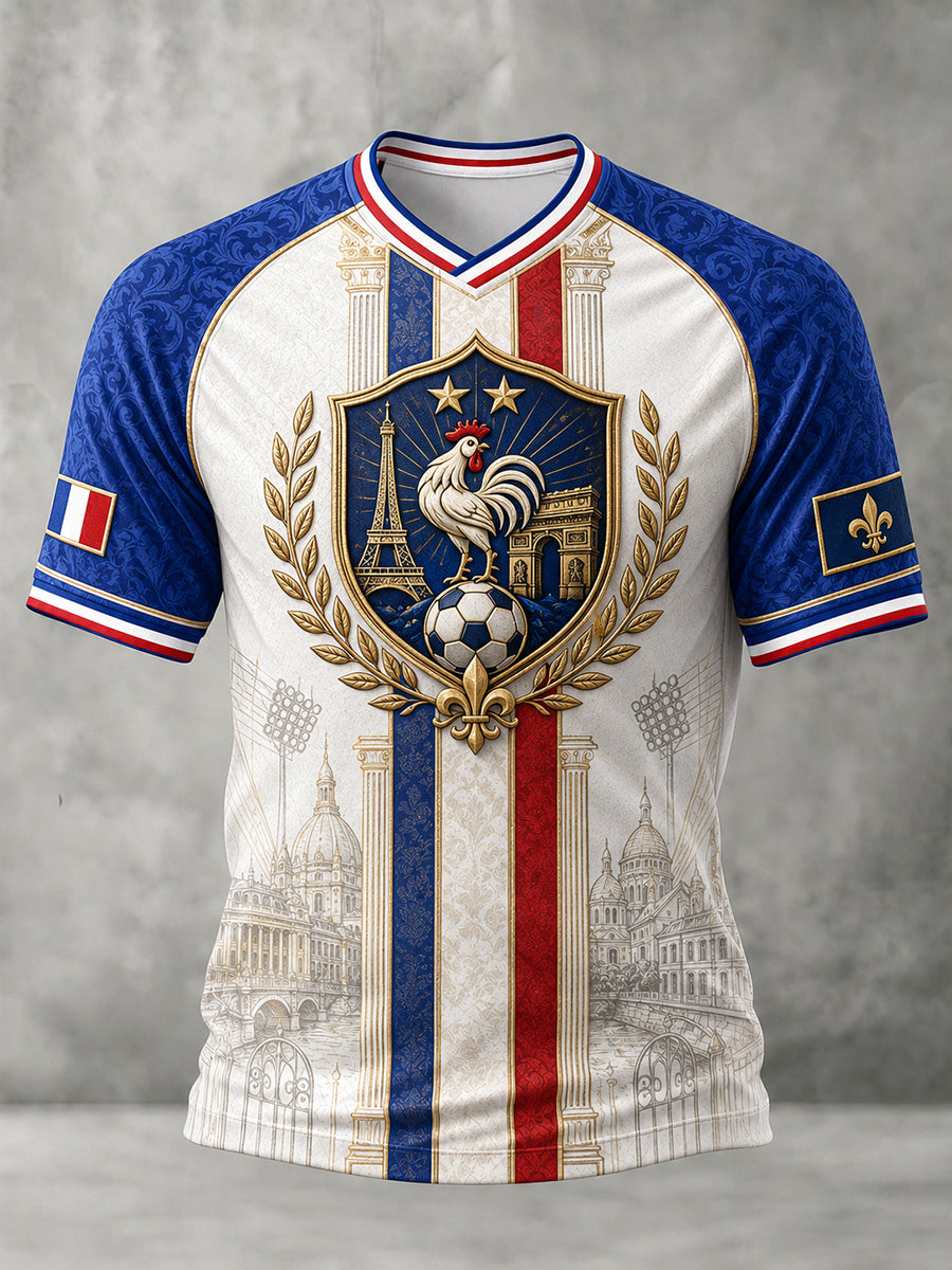 Men's French Football Short Sleeve T-Shirt