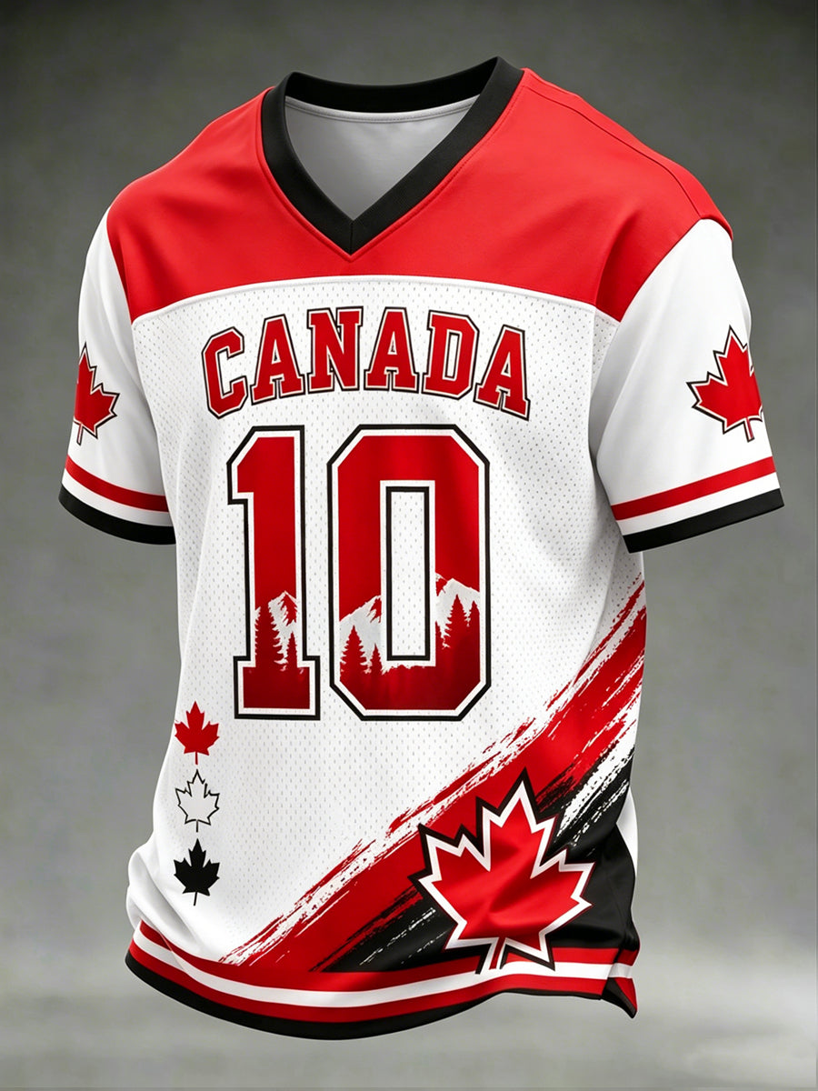 Men's Canada Soccer Printed Vintage Fashion Loose Short Sleeve T-Shirt