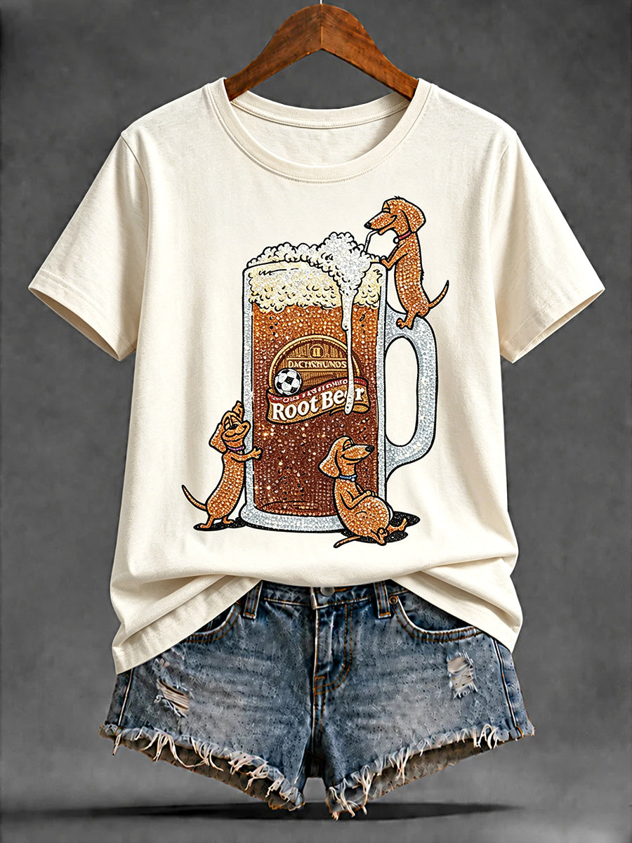 Women’s German Beer Football-Print Casual T-shirt