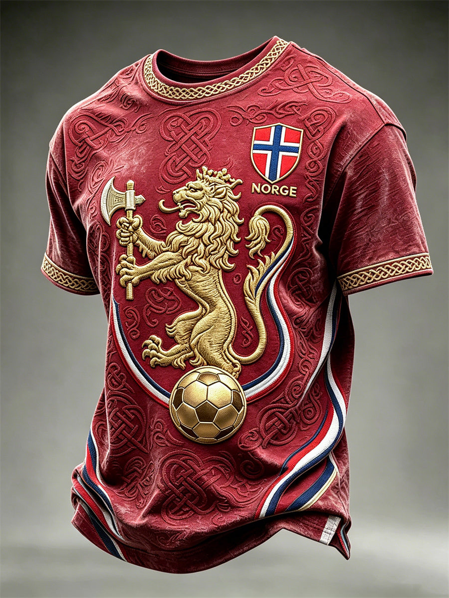 Men's Norway Football Lion Viking Celtic Knot Print short sleeves t-shirt