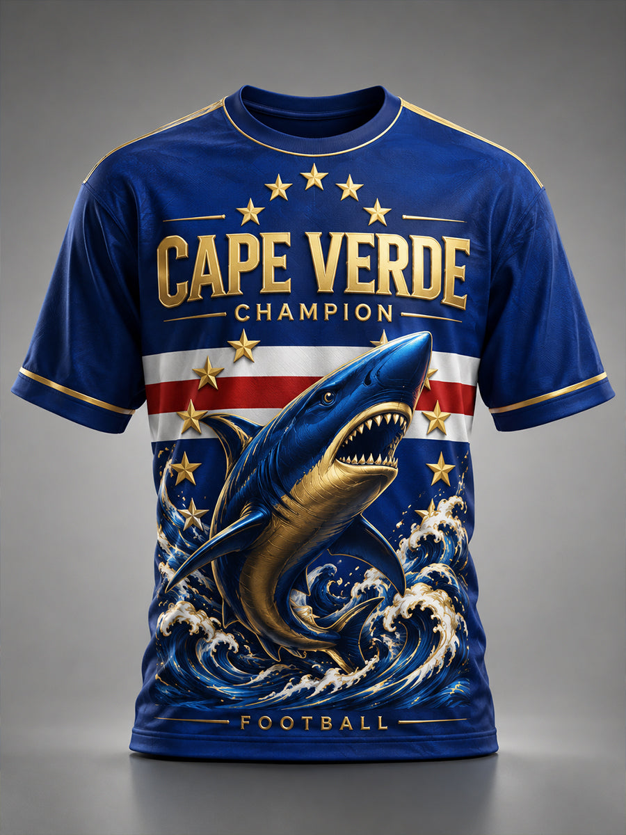 Men's Cape Verde Football Match Cheerleading Art Print T-Shirt