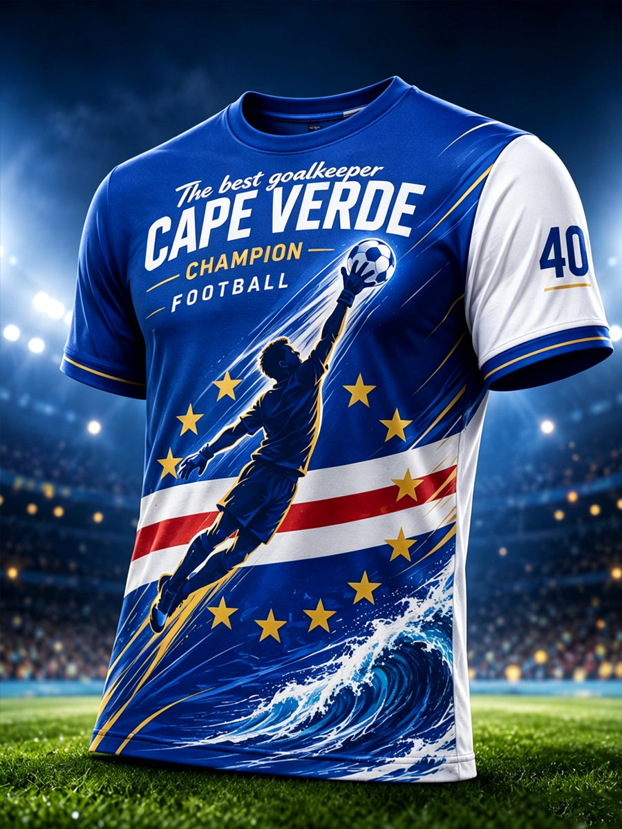 Men's Cape Verde Football Match Cheerleading Art Print T-Shirt
