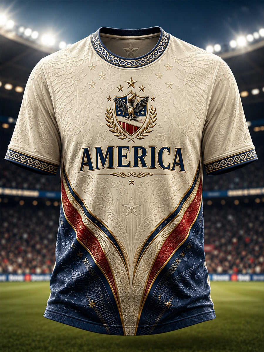 Men's America Print Casual Tee