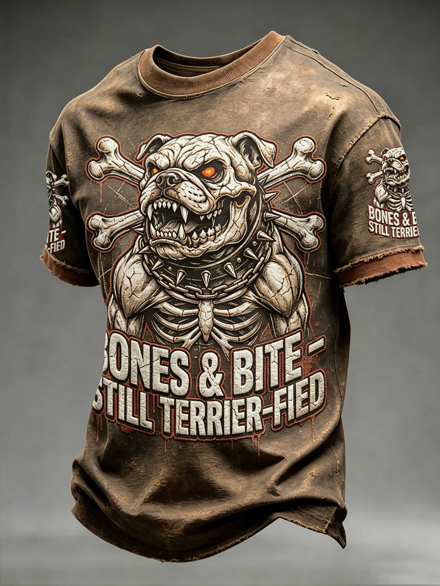 Men's Dark Animal Printed Vintage Fashion Loose Short Sleeve T-Shirt