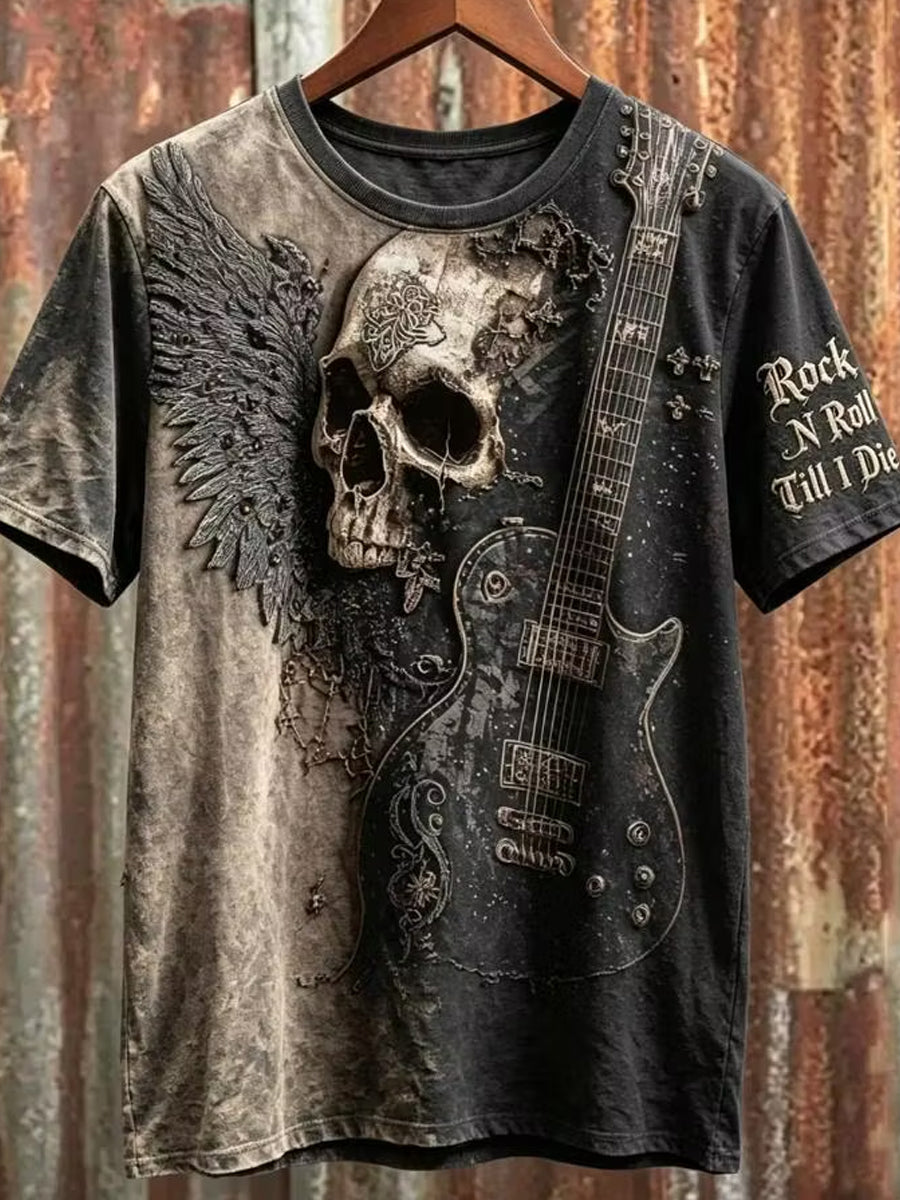 Retro Dark Punk Art Print Casual T-Shirt