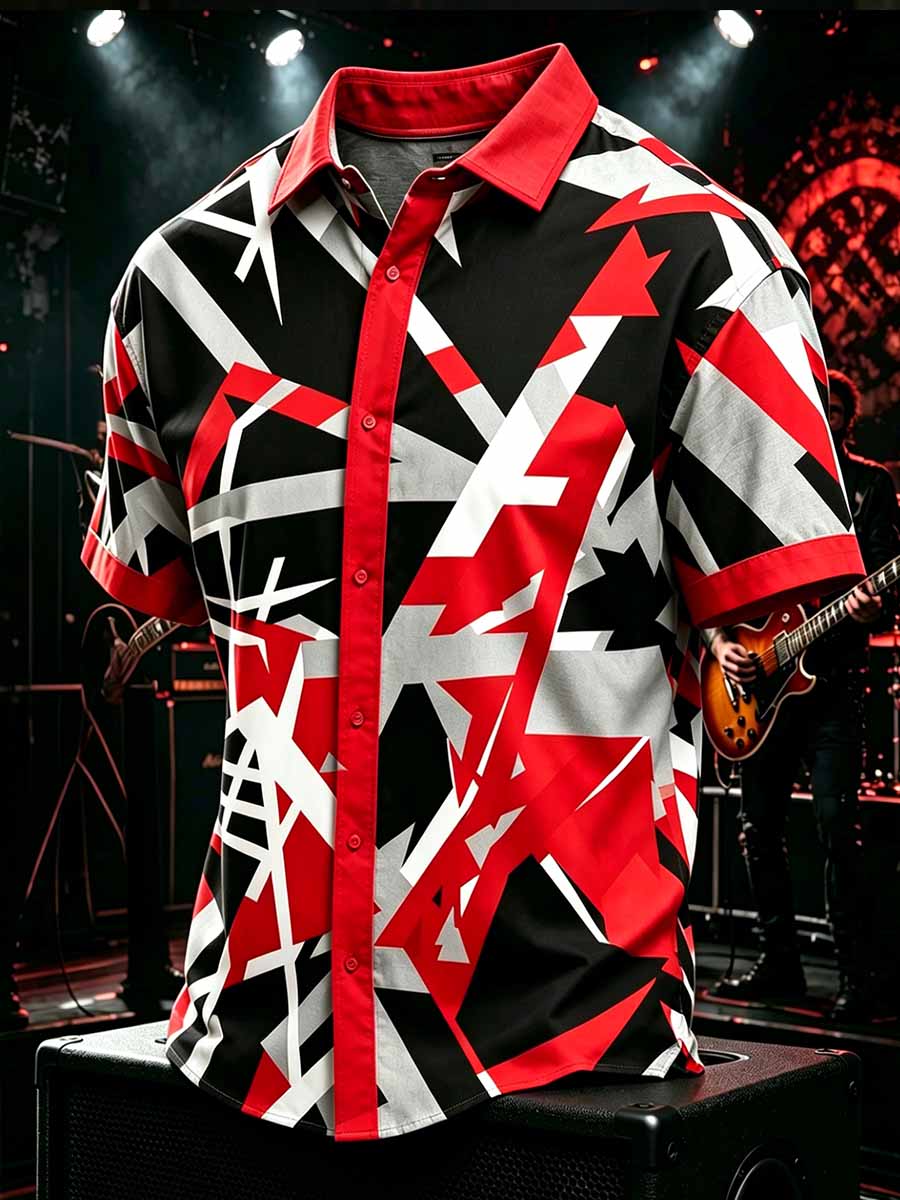 Men's Vintage Van Halen Print Casual Shirt