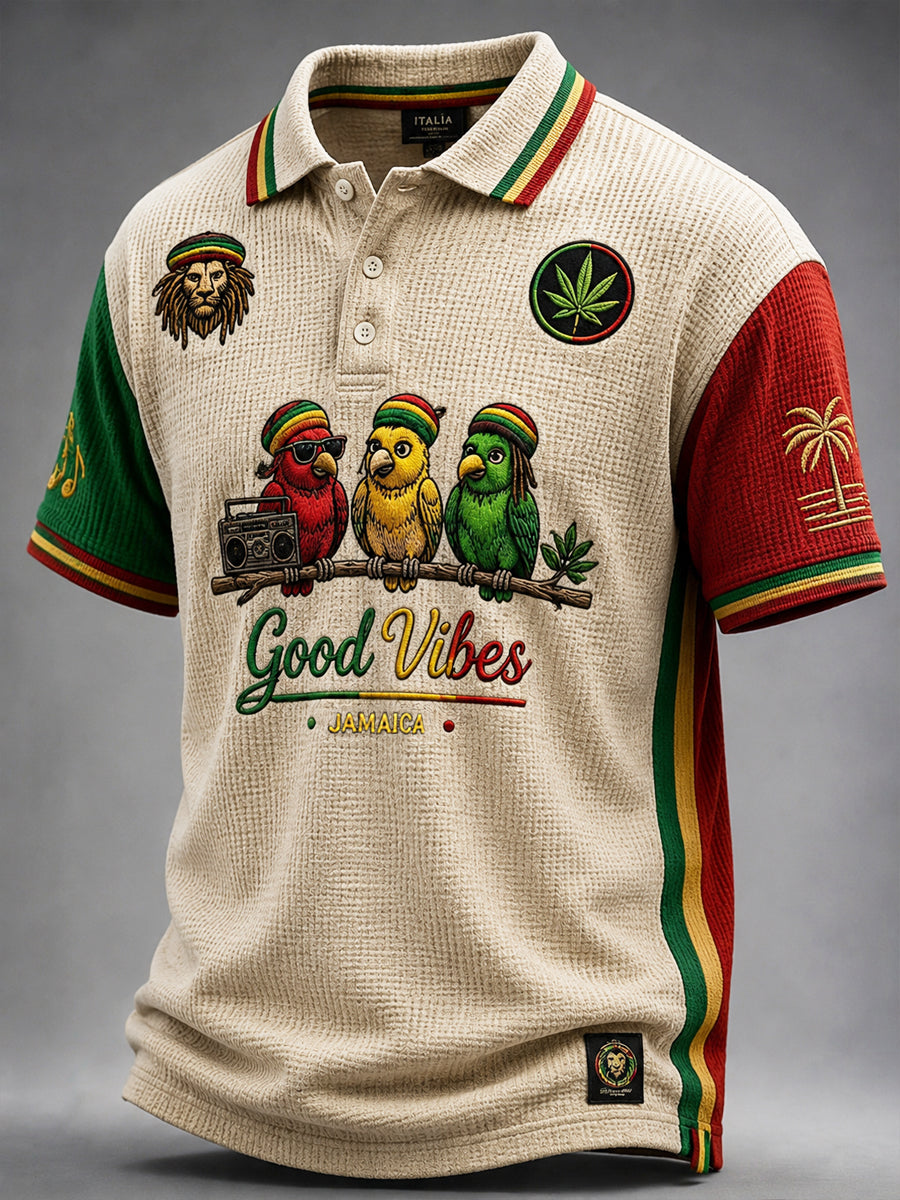A Classic Waffle-Patterned Polo for Retro Reggae Fans