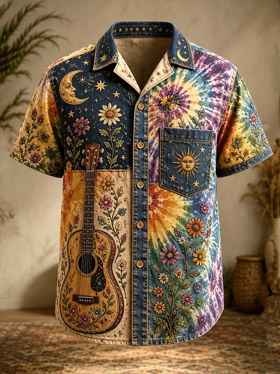 Men's Vintage Hippie Pattern Print Shirt