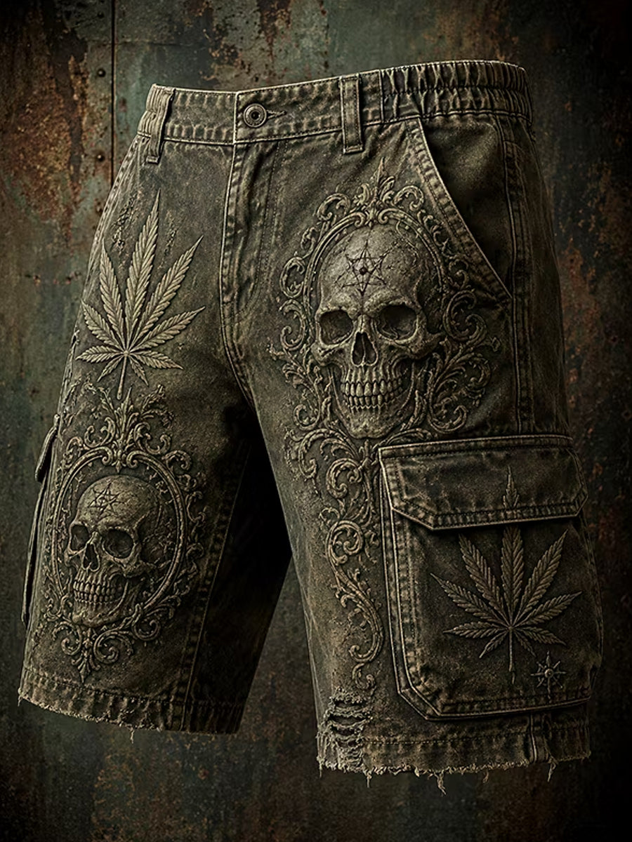 Retro Dark Punk Art Print Casual Shorts