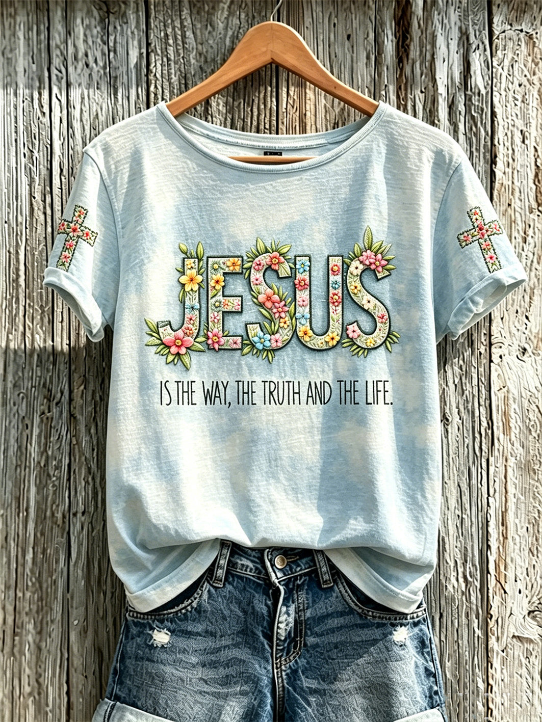 Women's Faith Pattern Printed Leisure Round Neck Short Sleeve T-shirt